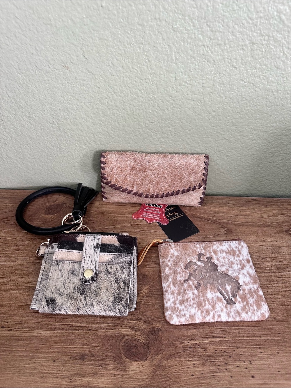 Leather & Cowhide Sunglass Case, Zipper pouch, & Wallet/Card Holder